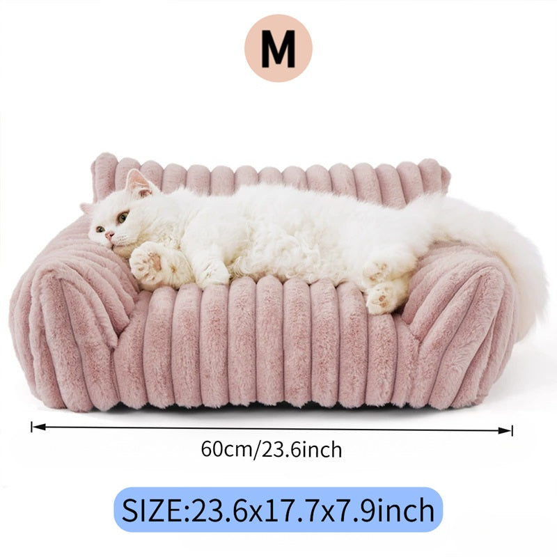 Mignon Couch Cat pour les animaux de compagnie - Lits de chat fluffy avec polaire Corduroy Premium