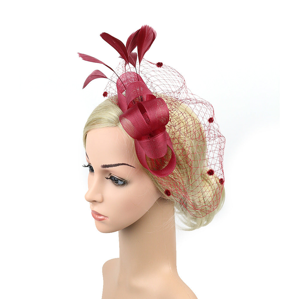 Mariée Veil Cheveux Bow Haut Chapeau Coiffure Fleur Couverture Face Mesh Head
