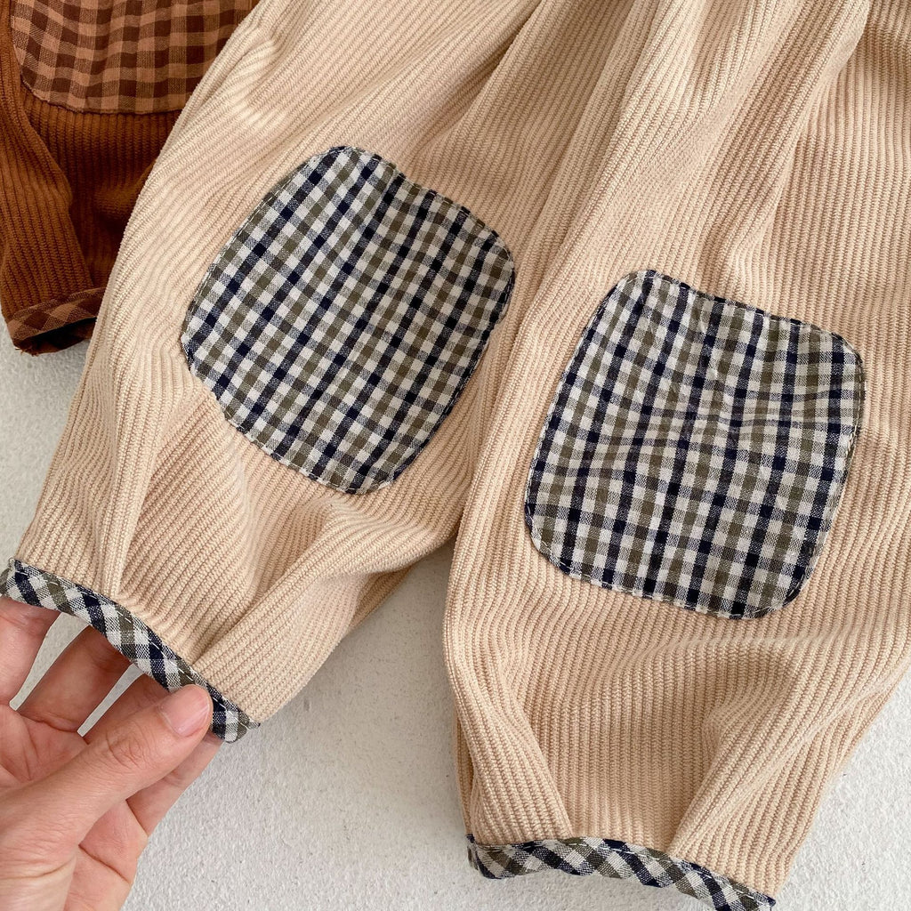 Bébé Corduroy Check Pattren Pantalons All-match