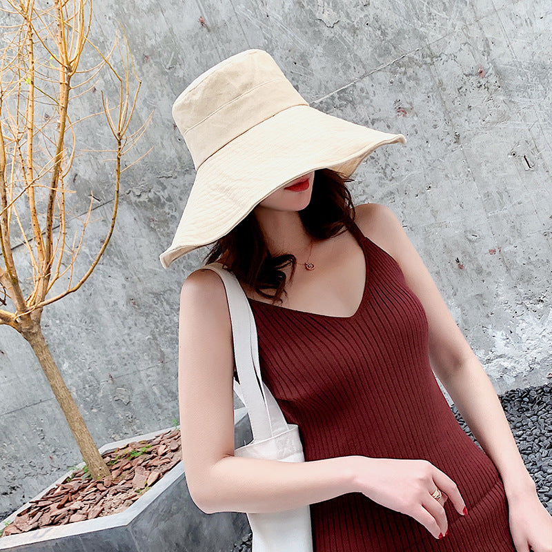 Chapeau solaire extra-large de couleur solide