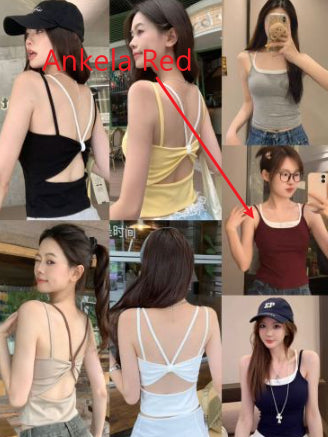 Summer Contrast-color Faux Camisole deux pièces avec un grand nœud Bow et le design coupé Sur T