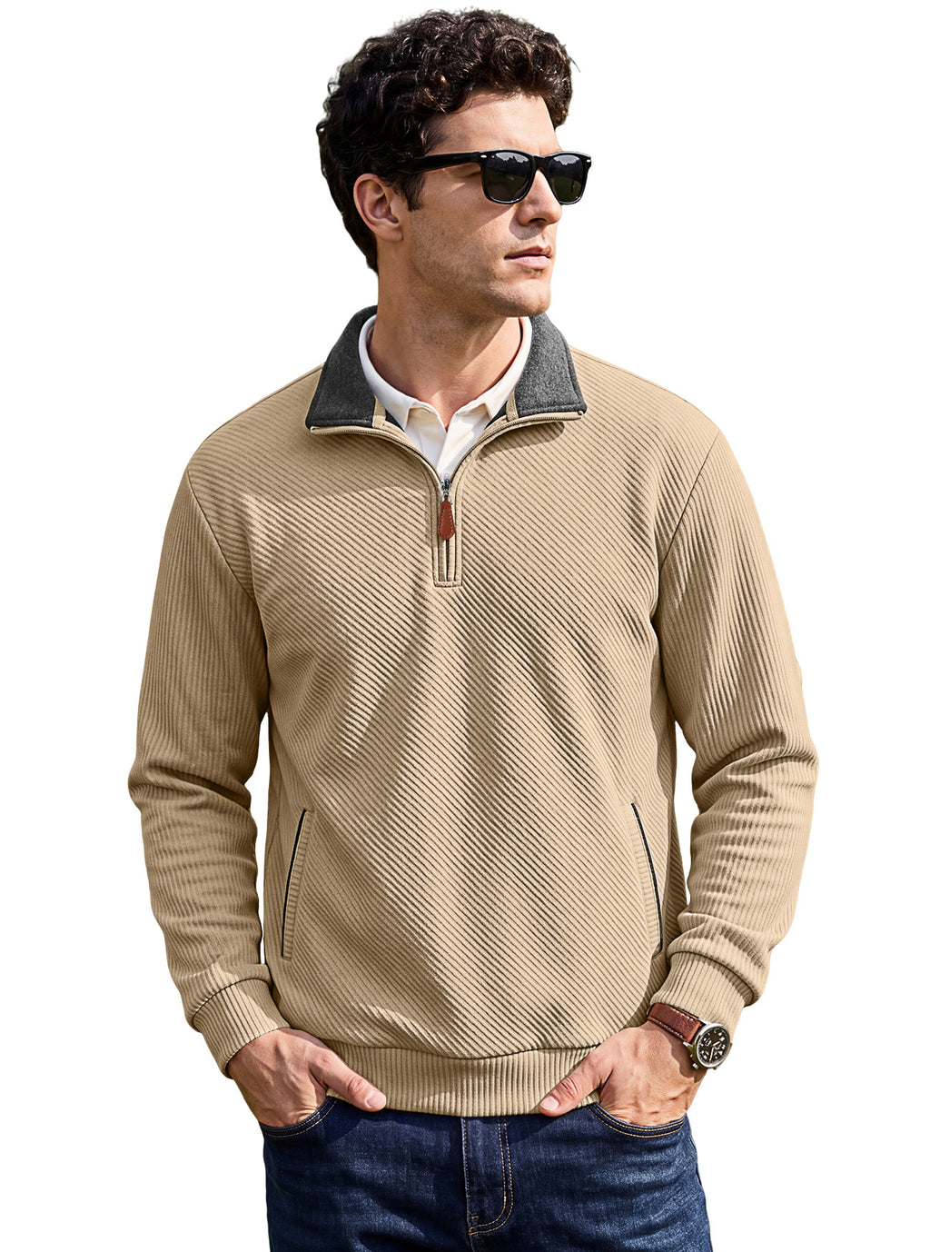 Texture masculine Collier Jacquard Top Commerce extérieur TK American Spring and Autumn Zipper Pocke