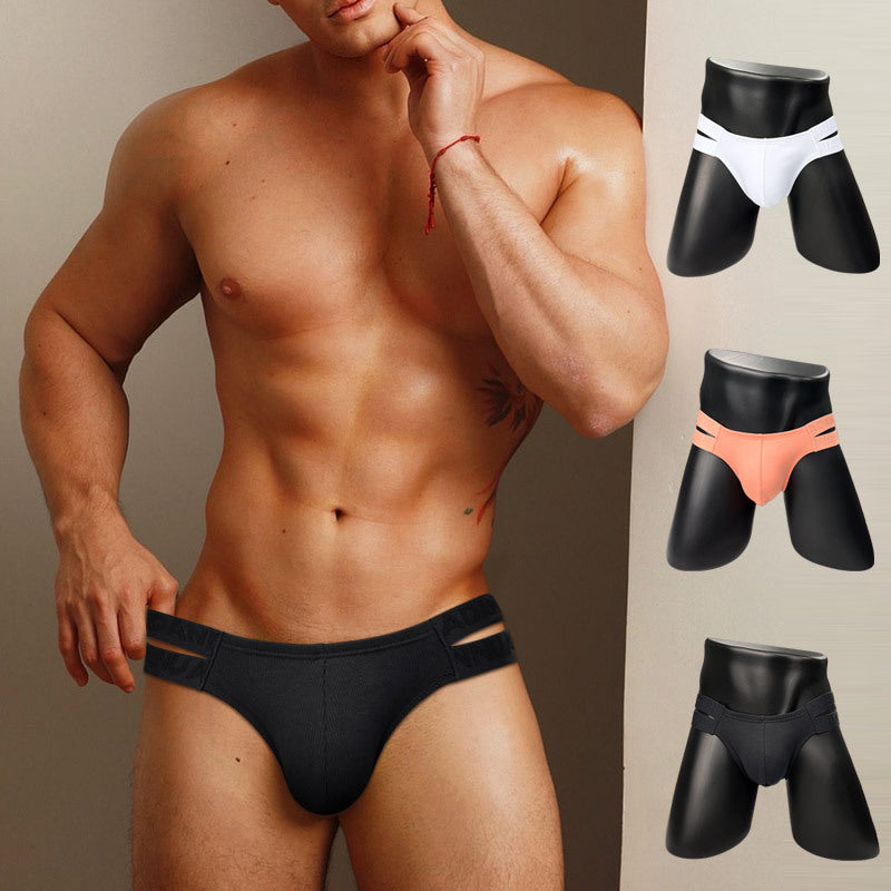 Sexy Side Slips Double Ceinture Style National Homme Empossed Pattern High Slit Sports Low Wa