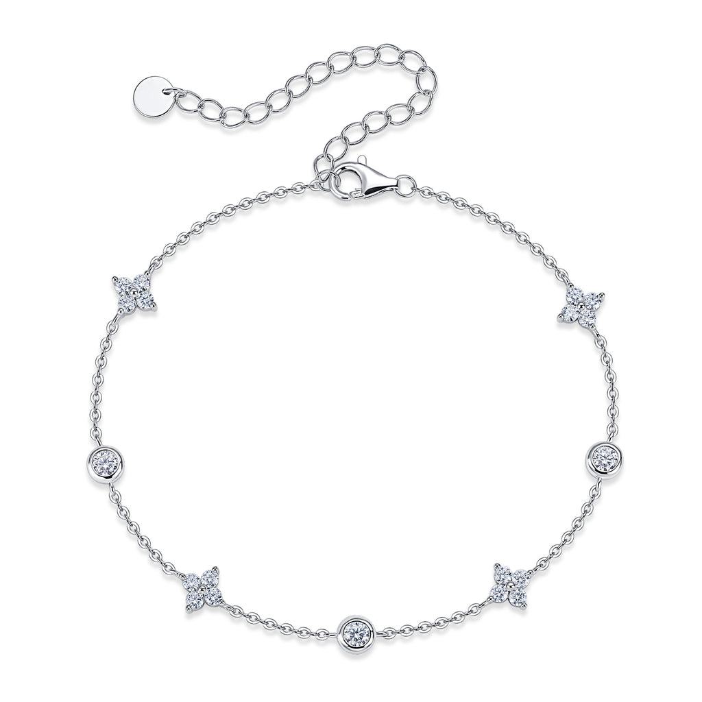 S925 Bracelet Sterling Silver Moissanite Station