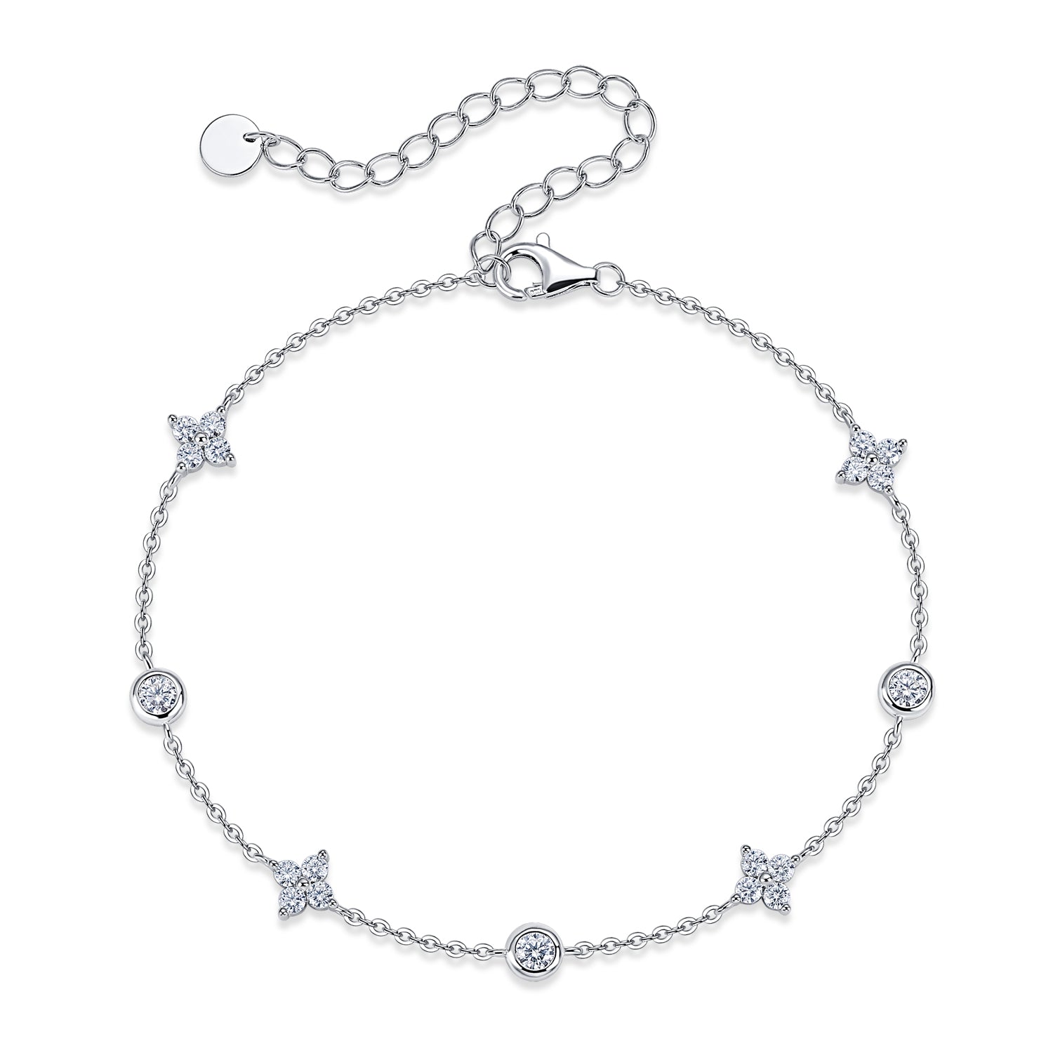S925 Bracelet Sterling Silver Moissanite Station
