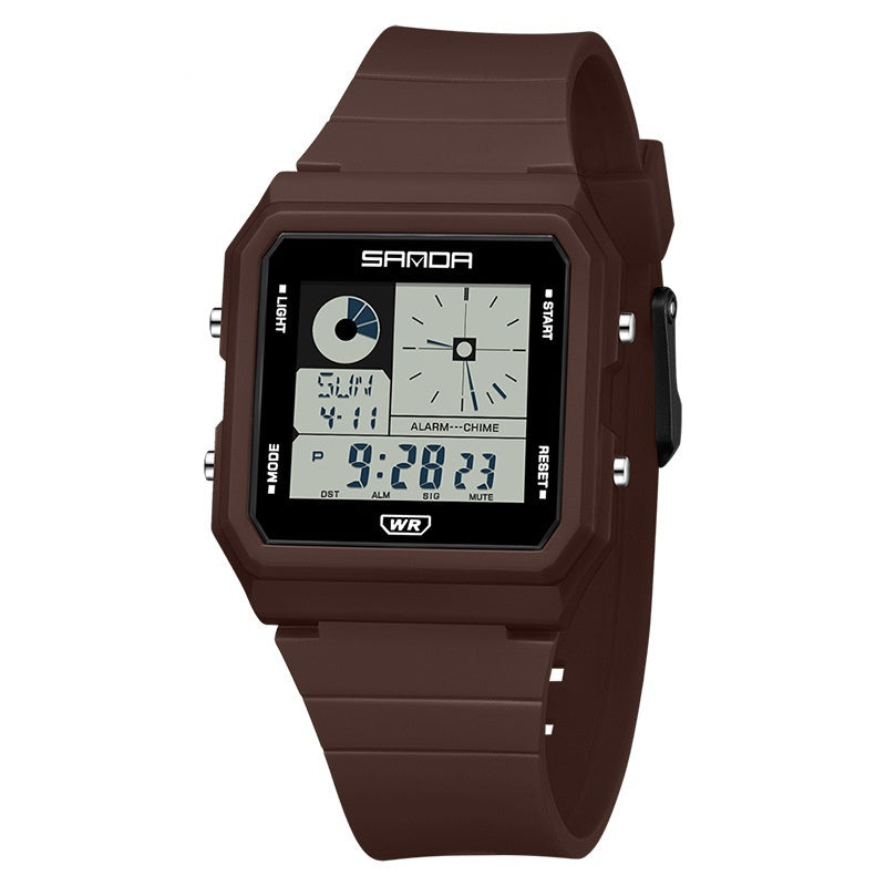 Montre numérique polyvalente et créative, petit carré multifonction