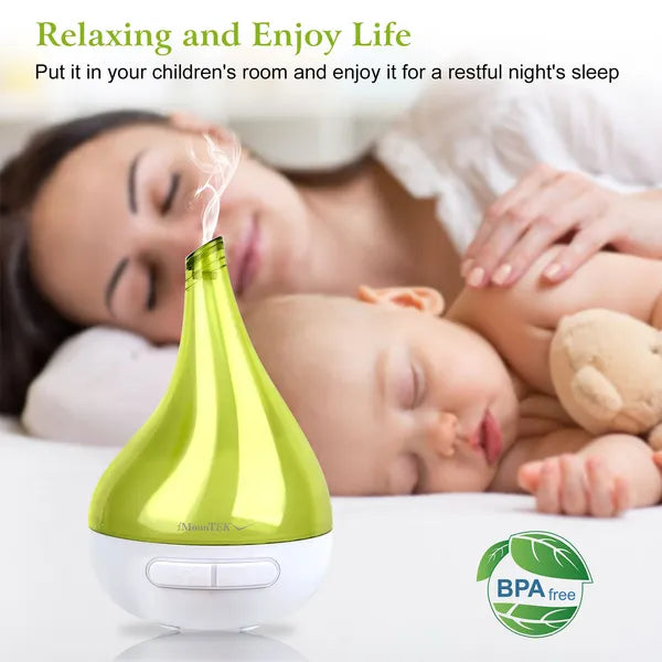 Ultrasonic Cool Mist Humidificateur Aroma Essential Oil Diffuseur en forme de goutte pour la maison Bureau S