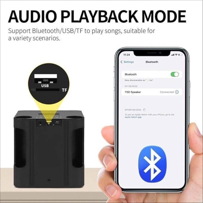 Machine de Karaoké Bluetooth portable avec 2 micros sans fil 3000mAh