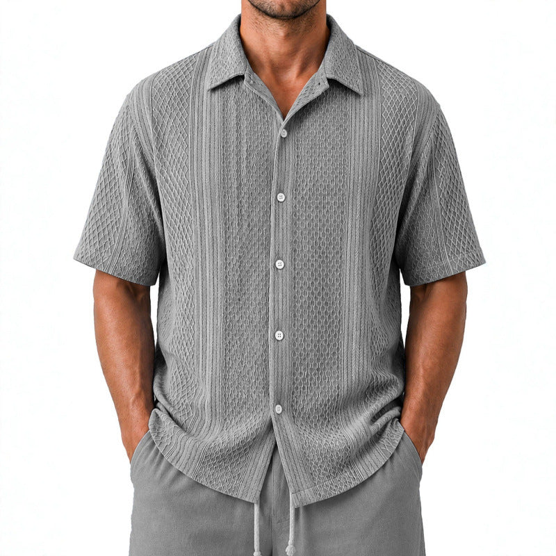Chemise casual à manches courtes avec impression d'arbre de coco 3D