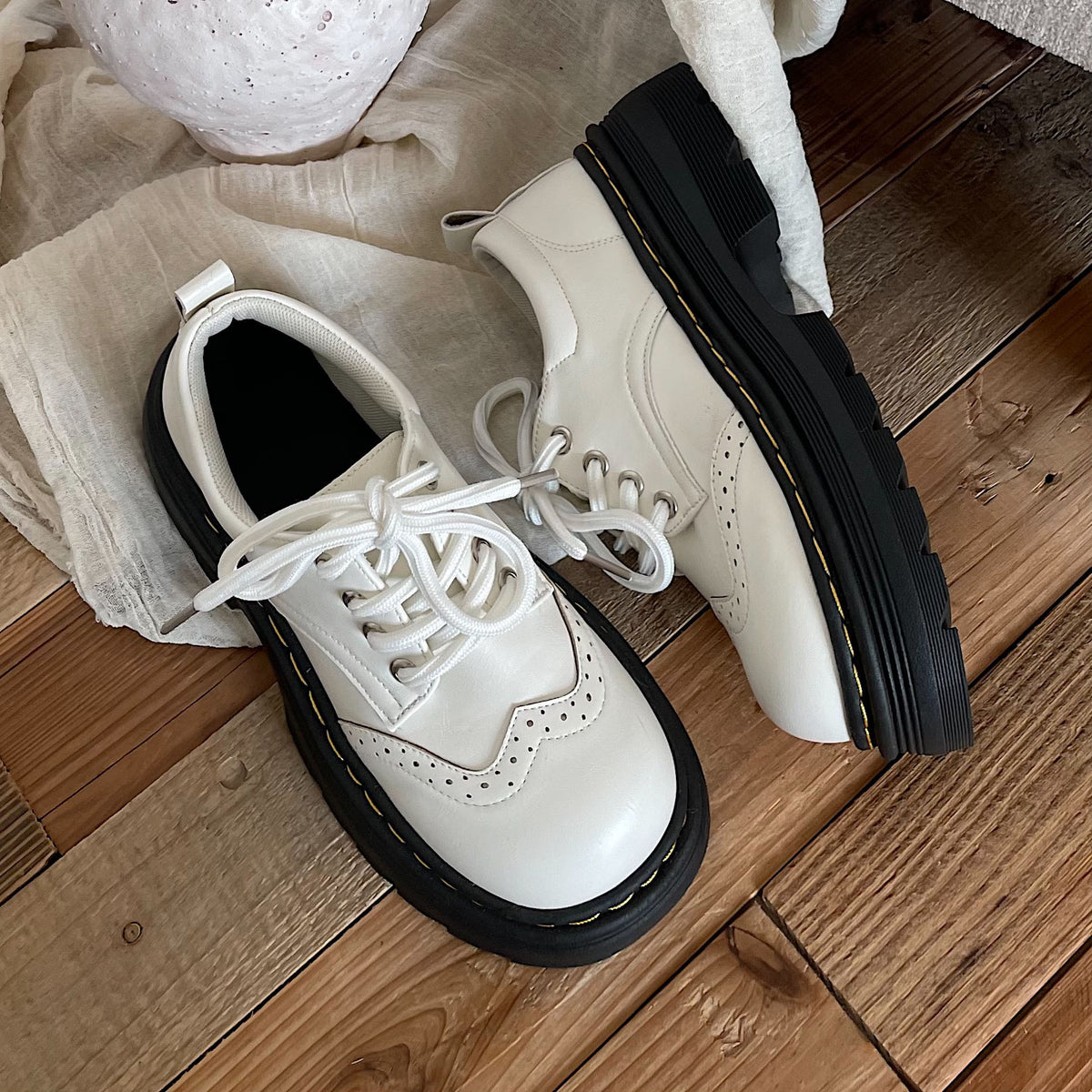 Femmes Casual style britannique Chaussures en cuir souple