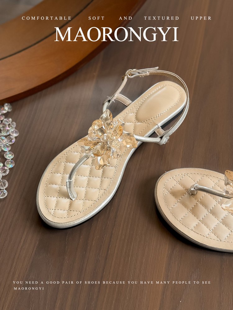 Women's Crystal Petal FairyStyle Vacances String Sandales plates