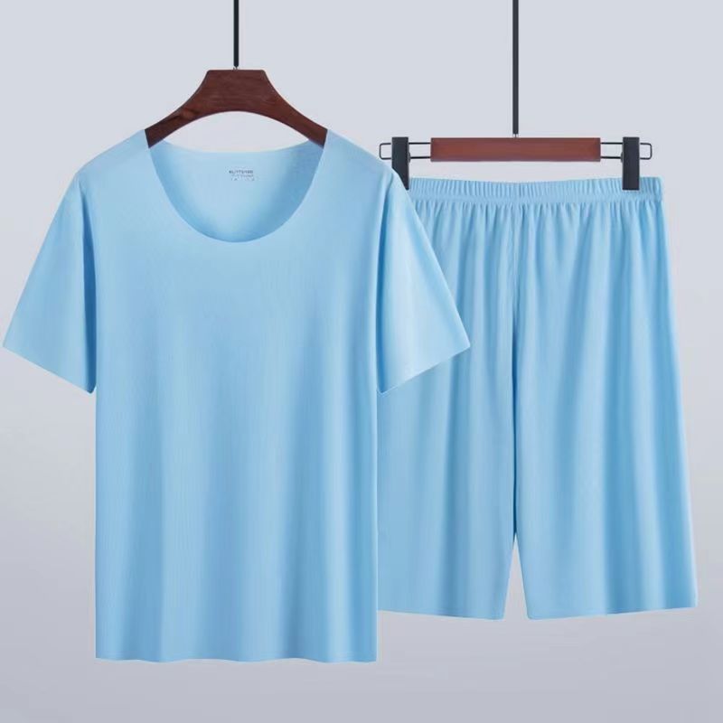 Advanced Ice Silk Round Neck Solid Color Short Sleeve