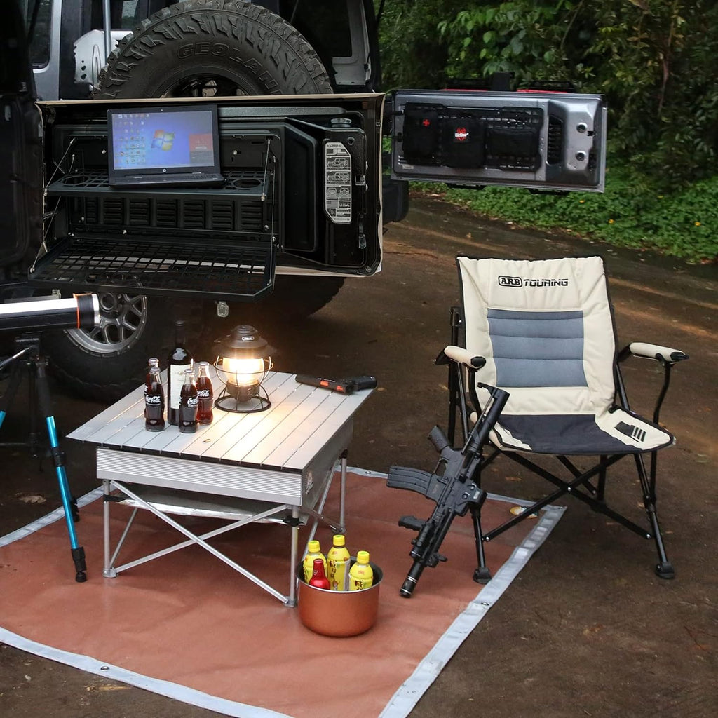 Table de hayon 2 étages arrière Rangement pliable Cargo Rack Bureau de camping extérieur pour 2007- Jeep