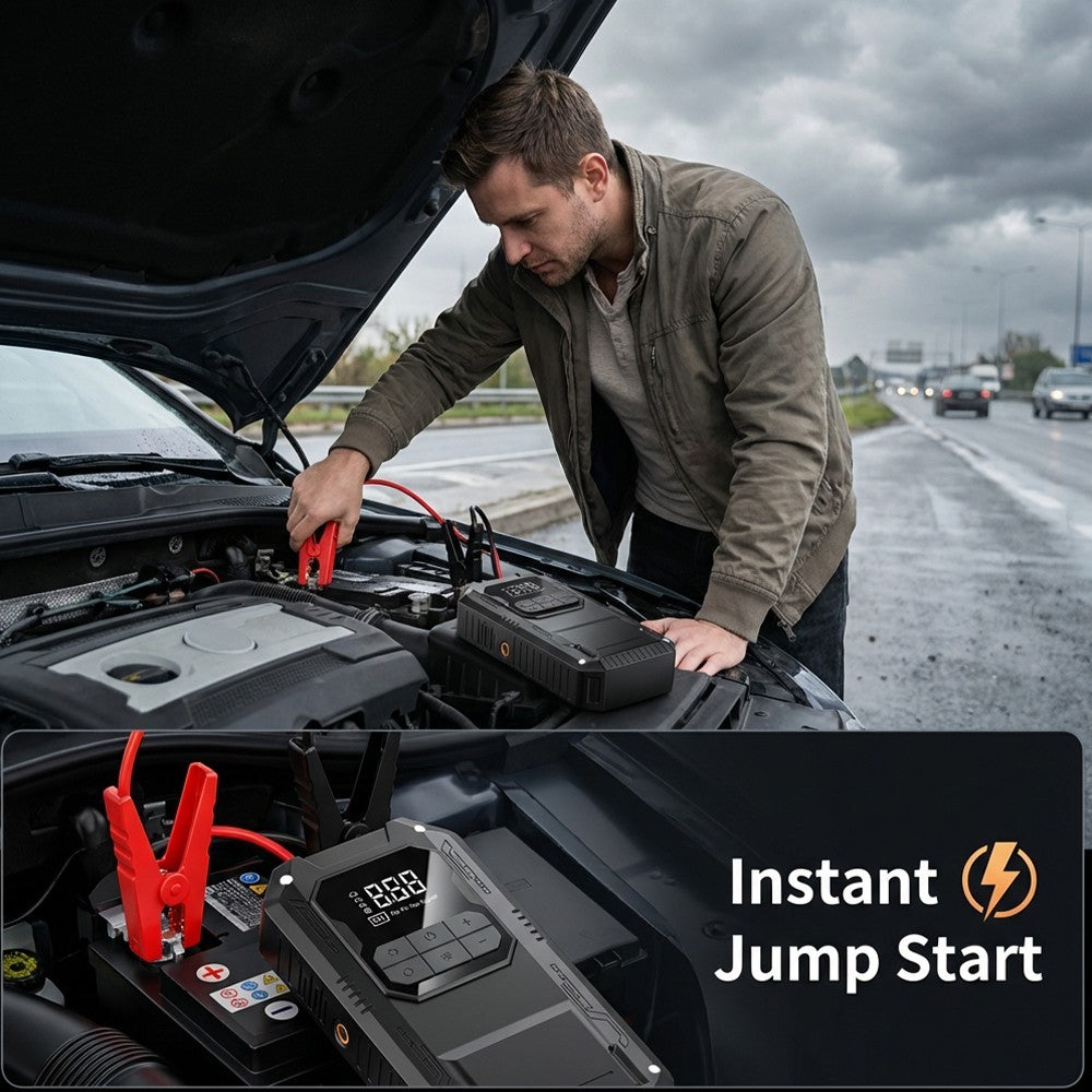 Démarrage de voiture J Ump avec compresseur d'air Pack Booster J Umper Power Bank Charge 4IN1