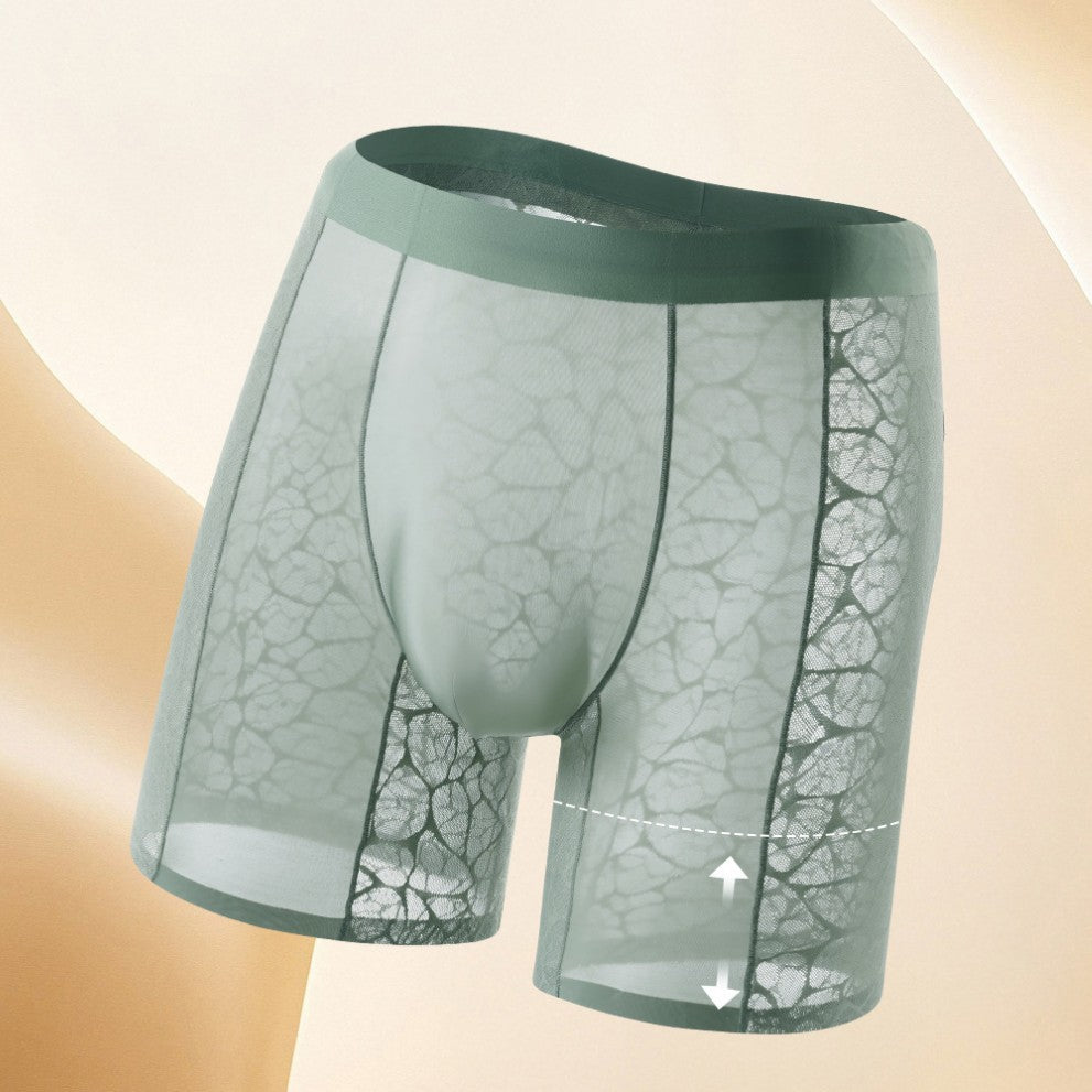 Anti-wear Jambe Dentelle Leopard Jacquard Sexy Seamless Men Boxer Pantalons longue piste