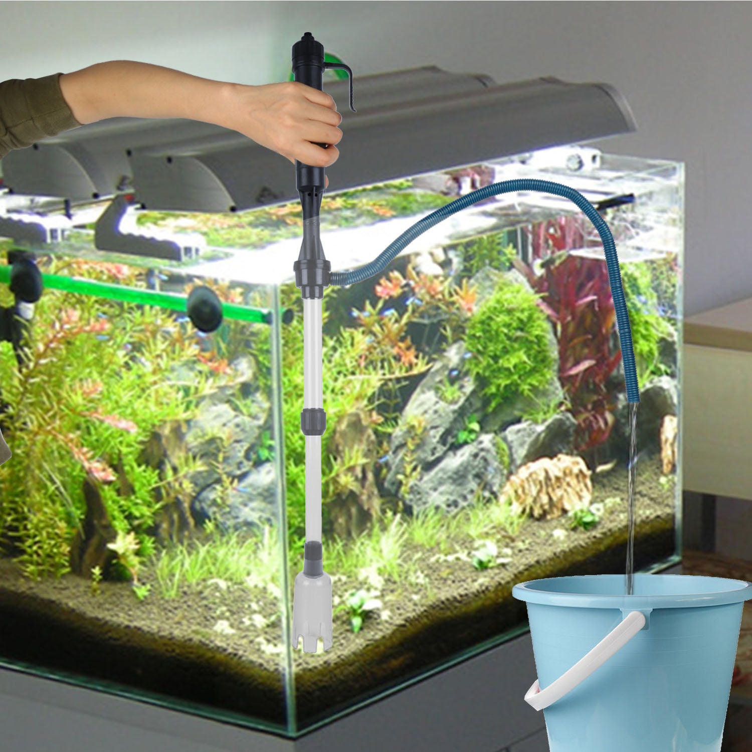 Nettoyeur de gravier à vide à aquarium à batterie pour réservoir de poisson