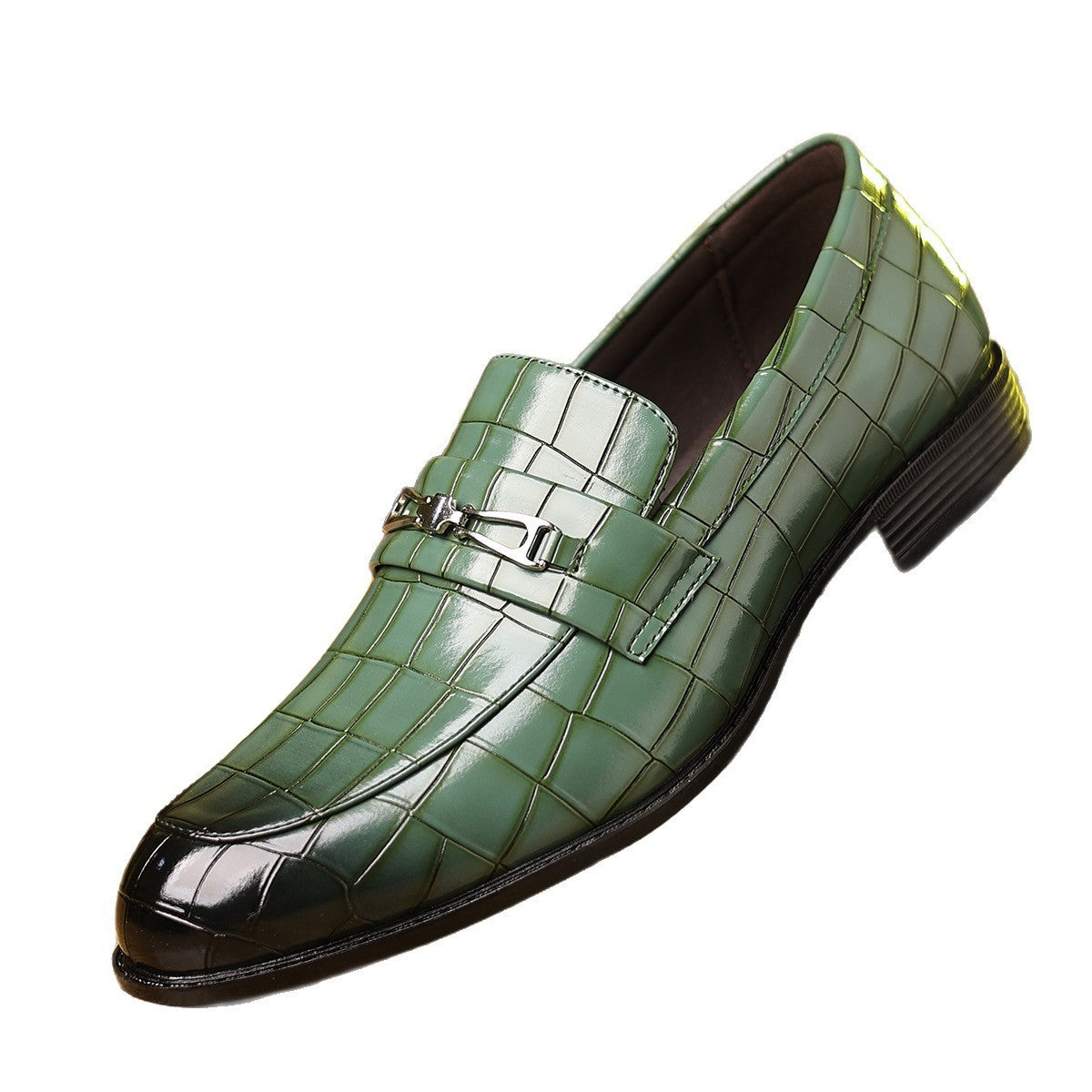 Chaussures en cuir d'affaires à pointe pointue en plaqué casual