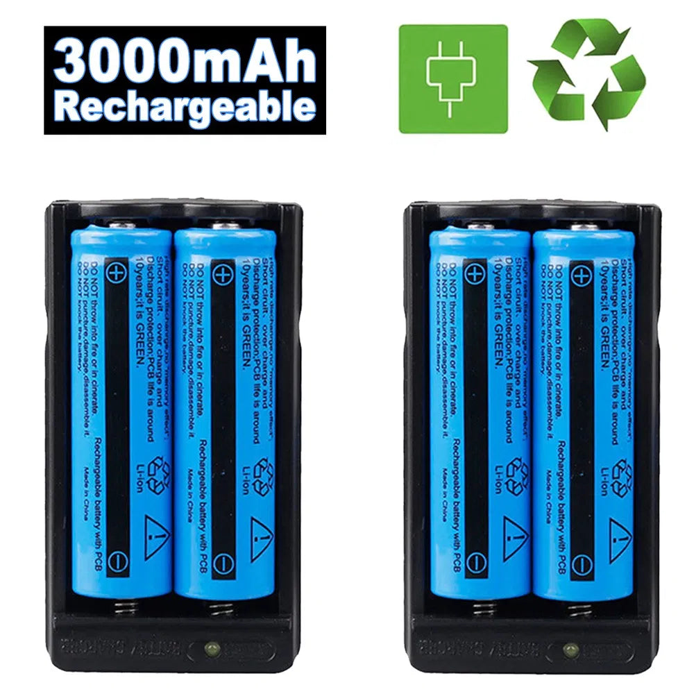 Batterie 3000mAh 3.7V Batteries Li-ion rechargeables pour chargeur laser et double torche