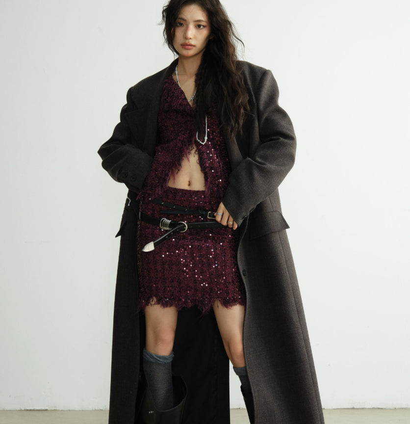 Blazer de puissance extra-long pour les femmes