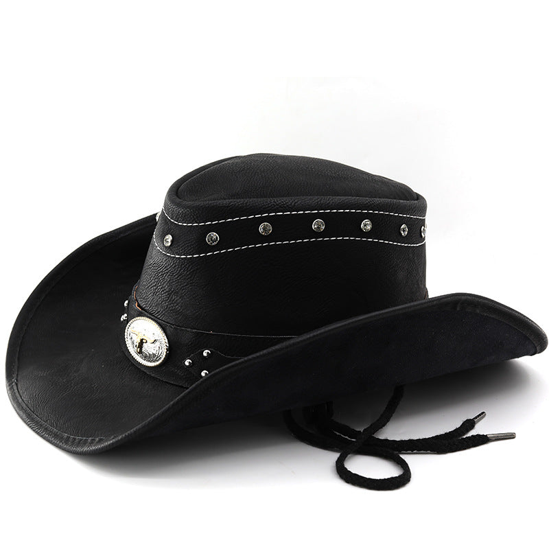 Chapeau de soleil unisexe en cuir de grande taille