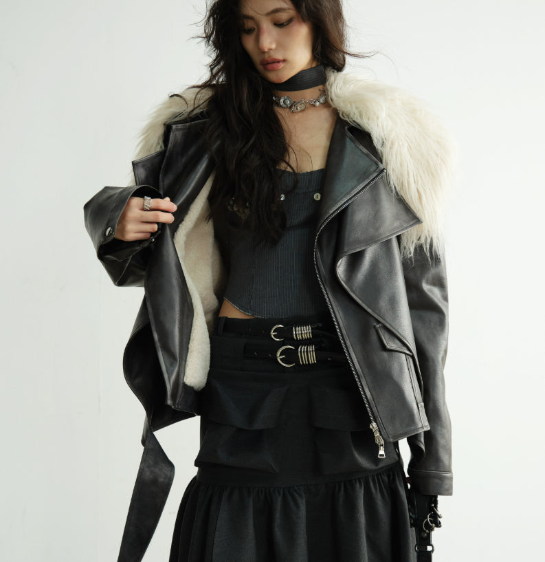 Veste en cuir PU à deux couches