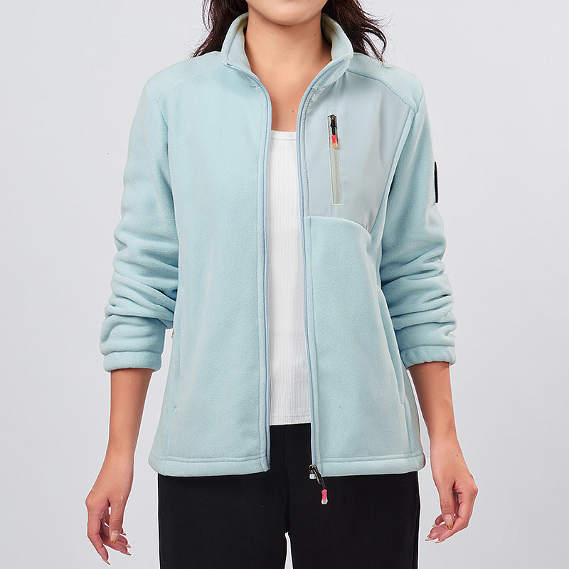 Veste polaire du couple avec un collier debout