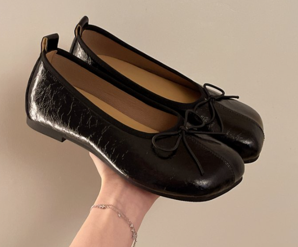 Femmes Bow Decor Round Toe Ballet Flats