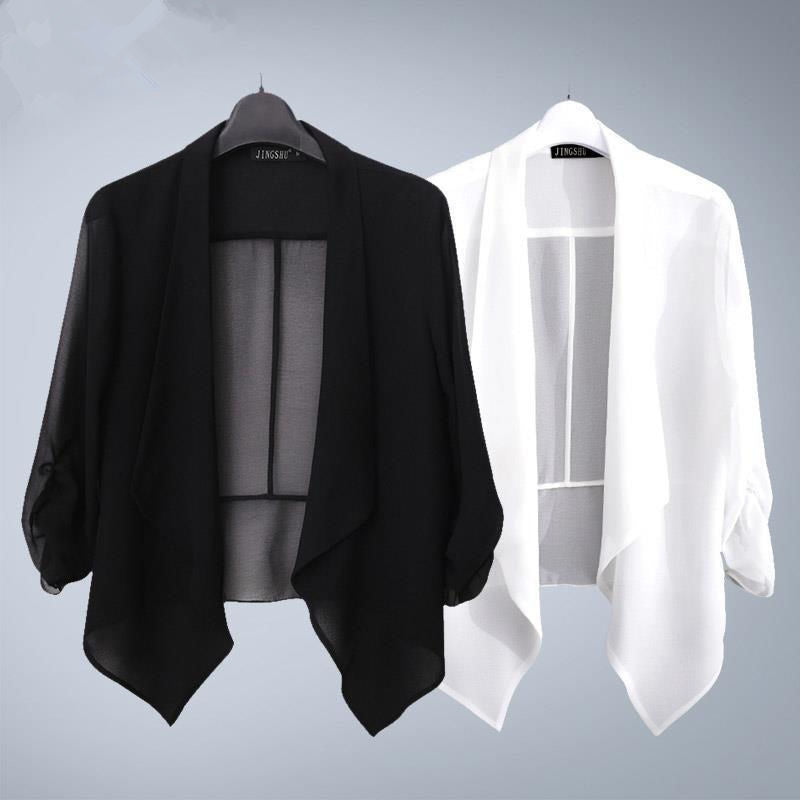 Châle-style Sun-protective Top Solid-colore Loose-fit Casual Versatile Cardigan Veste