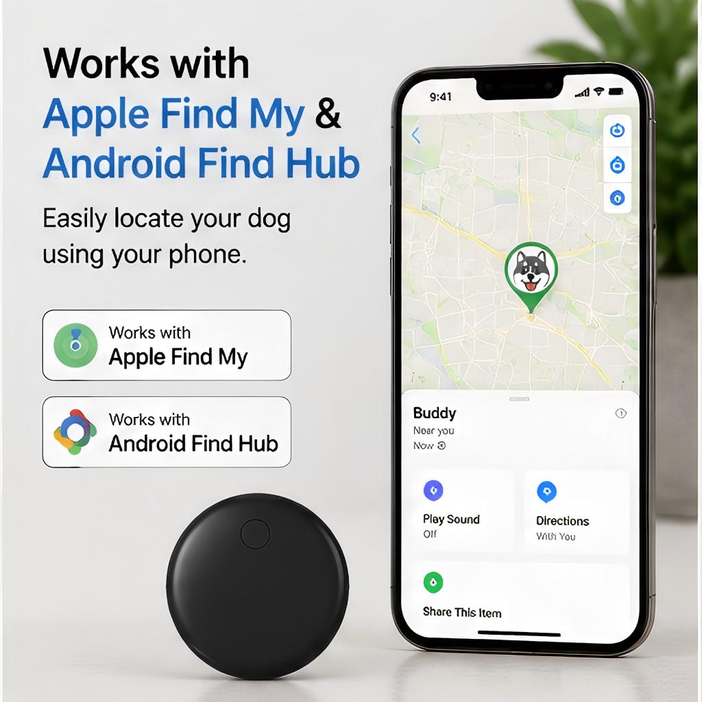 Dog GPS Tracker to Find My & Android Find Hub