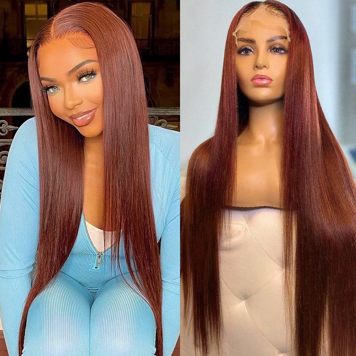 Red Brown 33color Huamn Perruque cheveux 134HD Dentelle transparente