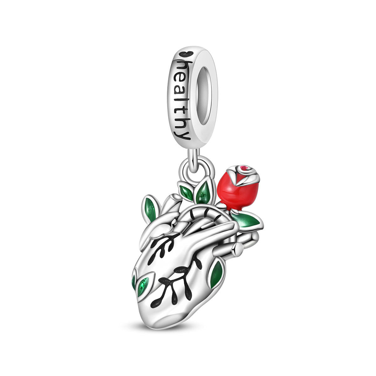 Bracelet bricolage avec perles roses en forme de cœur et accessoires pendentif