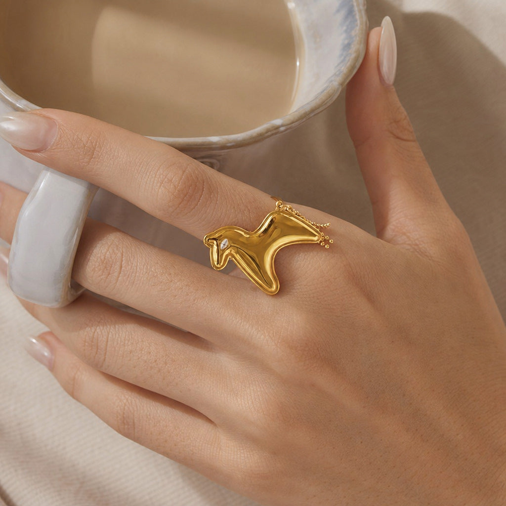 Petit cheval Titanium anneau en acier pour les femmes