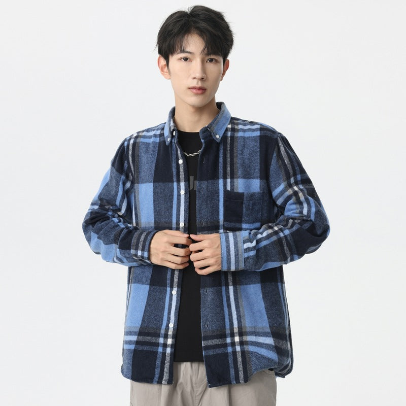Chemise à volant brossé pour homme