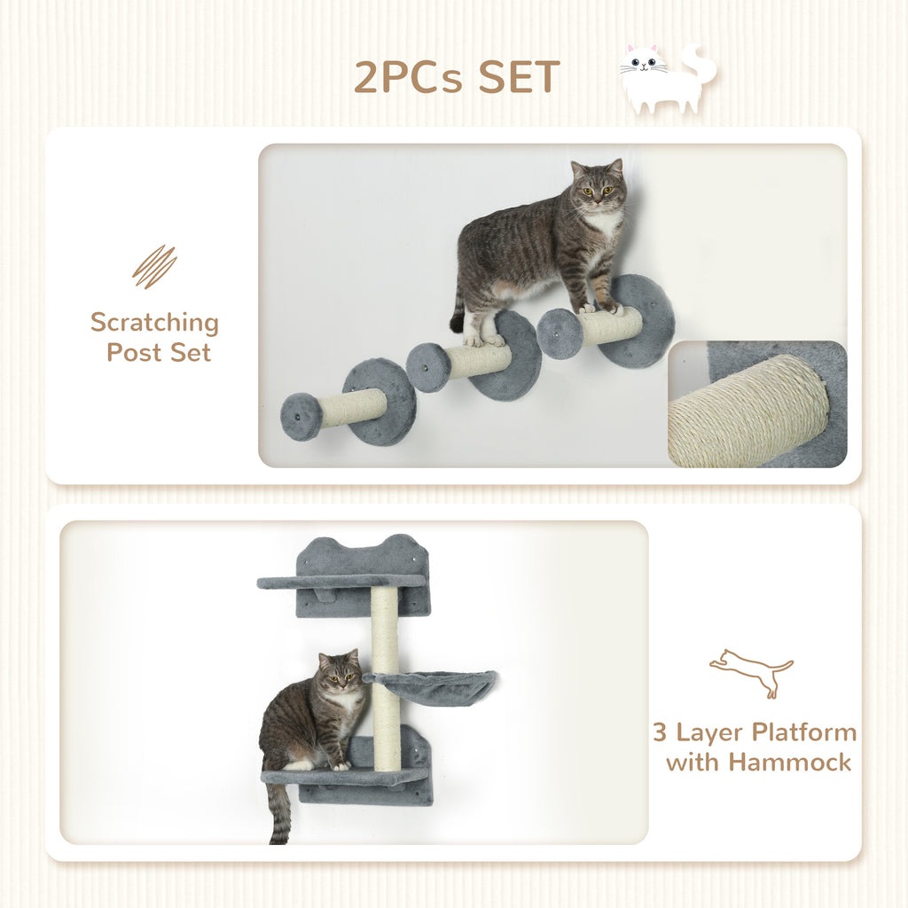 Étagère pour chats de 4 pièces avec poste à gratter