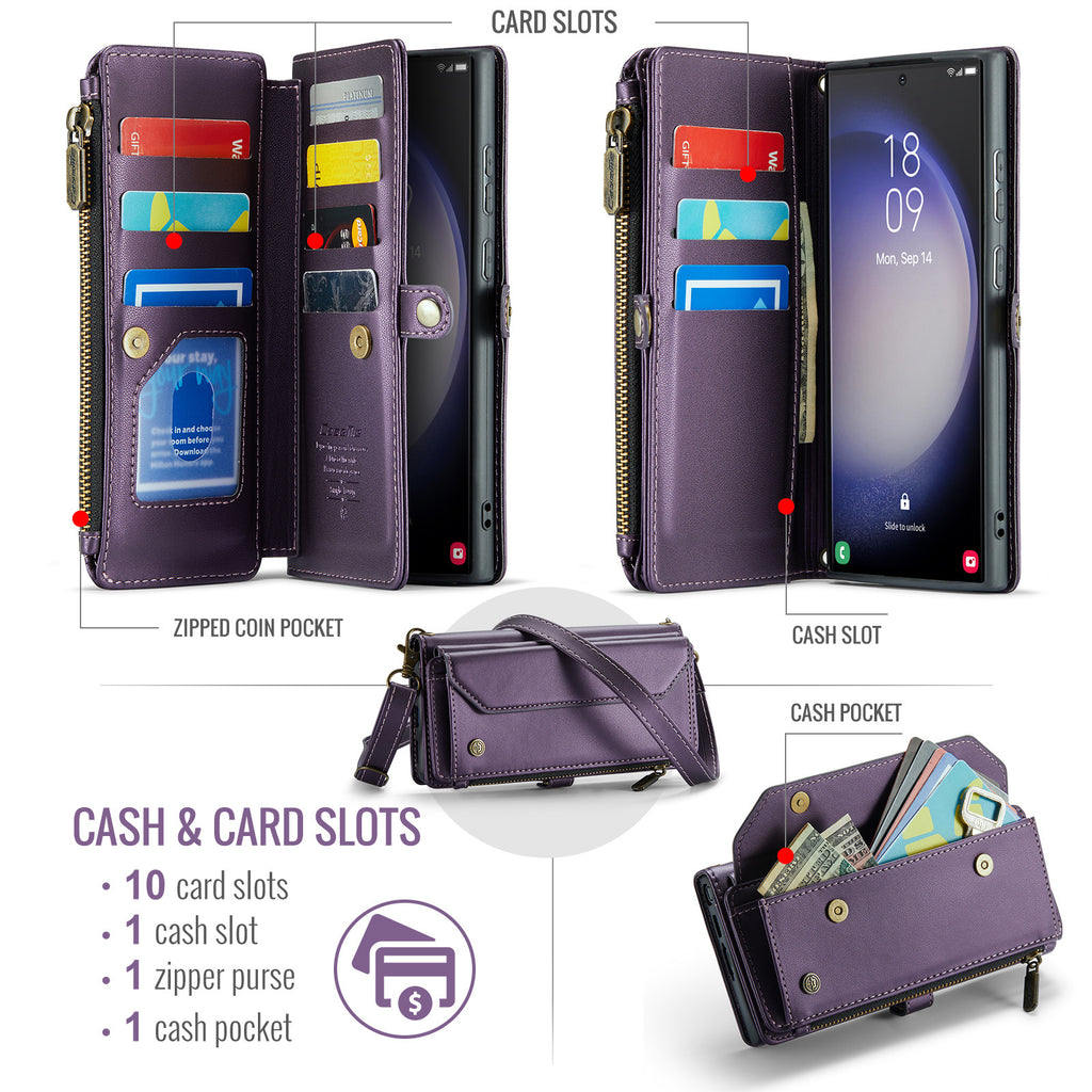 Housse téléphonique S24ULTRA avec insert de carte et boîtier en cuir de style portefeuille