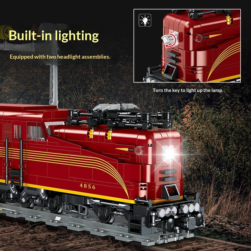 Rétro modèle de locomotive électrique rouge ornemental jouet d'assemblage bricolage éducatif pour garçons et fille
