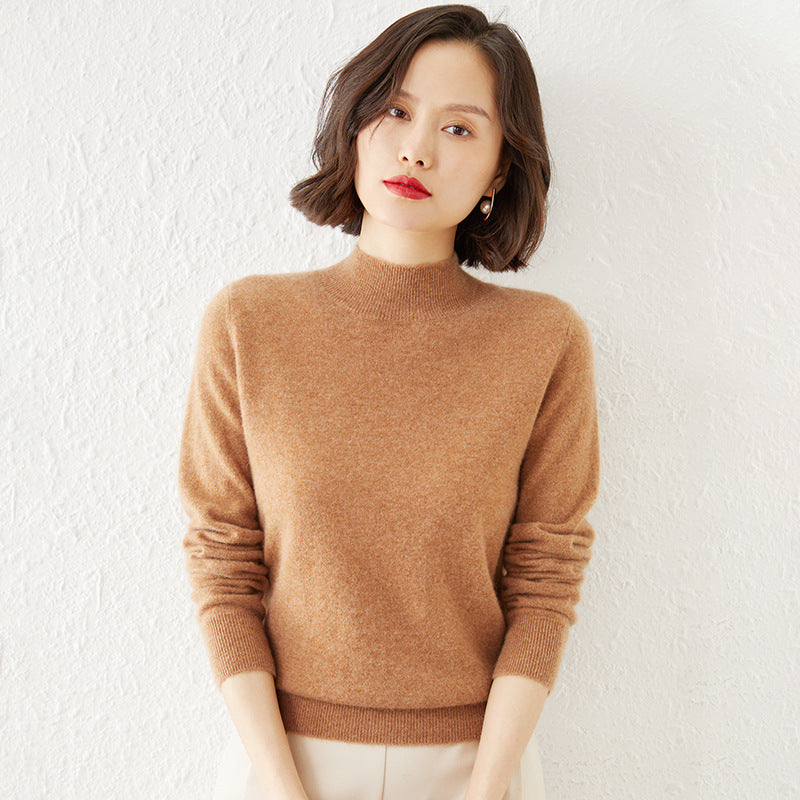 Patchwork à manches longues Sweater Femmes Core-Spun Fil tricoté Top Loose-Fit Fondage tricoté Top
