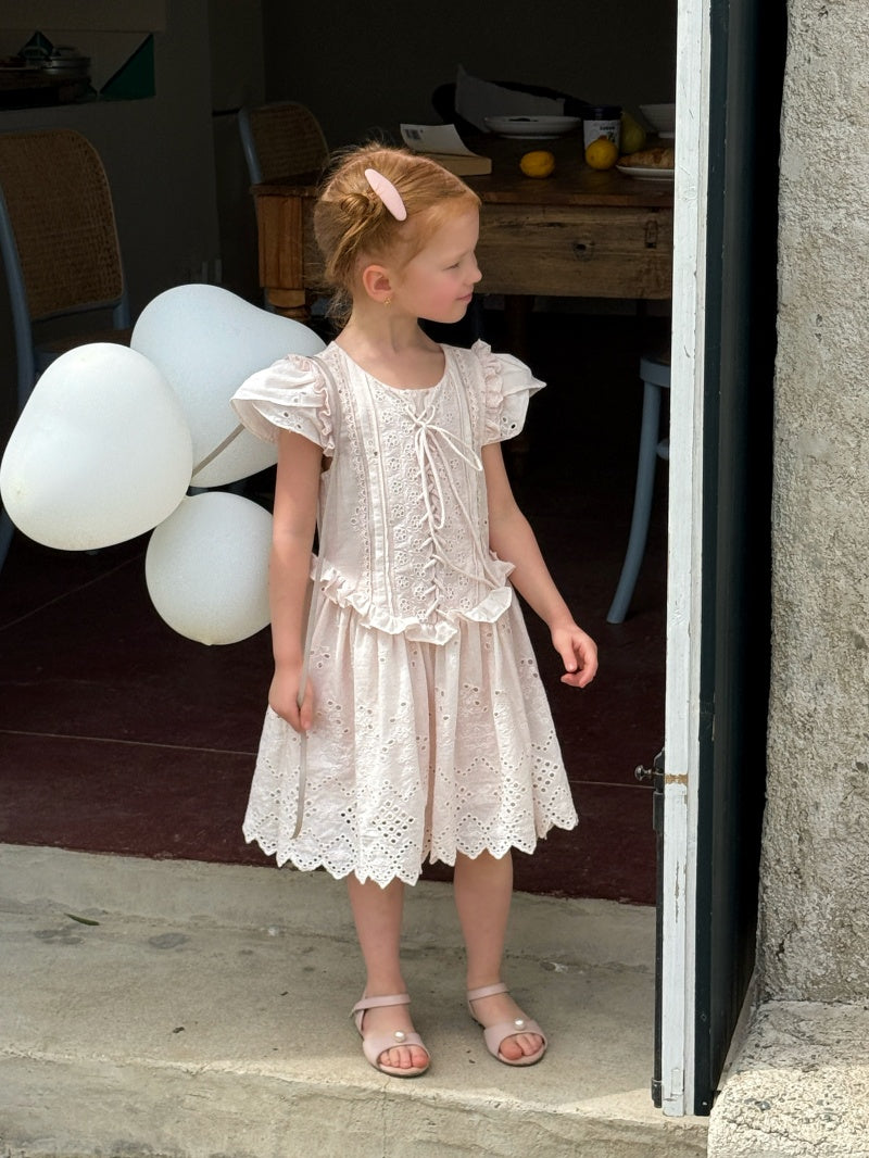 Robe en Pure Cotton Bubble Brodée Robe Hollow