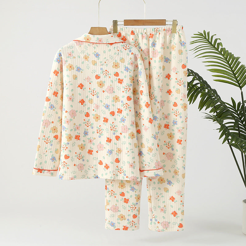 Pyjamas Lapels à la maison, lavés de trois couches