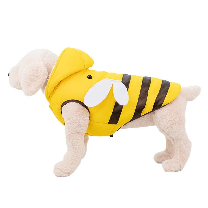 Manteau de chien chaud Mignons d'abeilles animaux hors costume chiens d'hiver vêtements pour le temps froid petit M