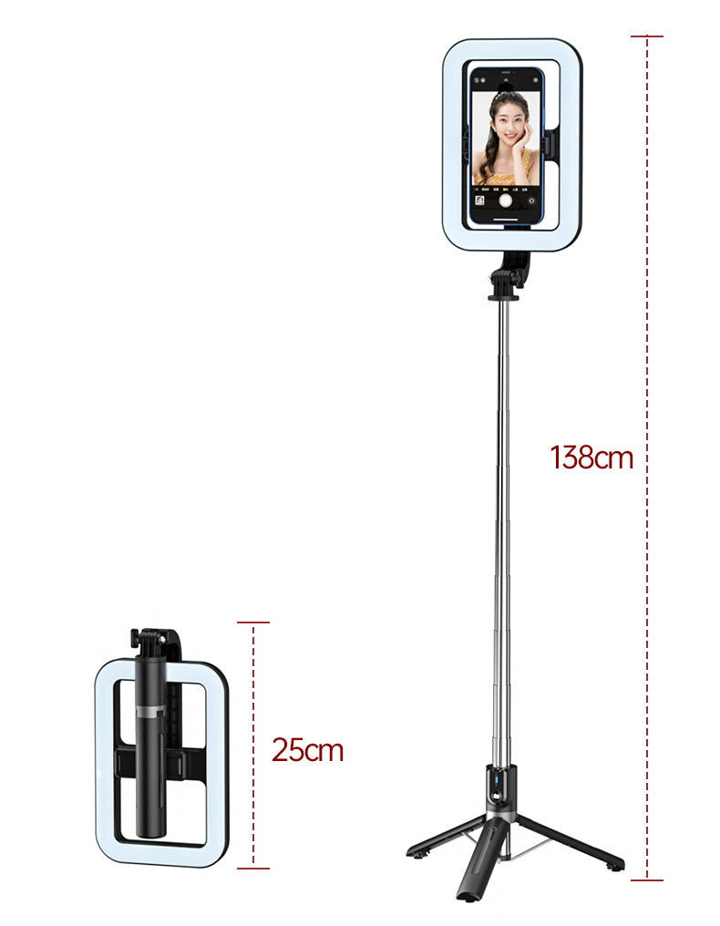 8 pouces Beauty Fill Light Selfie Stick Bluetooth Télécommande Sol extérieur intégré Li