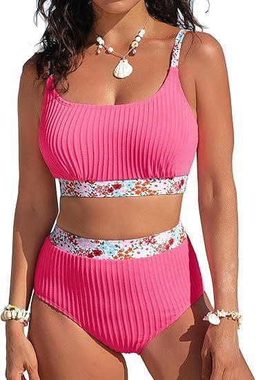 Maillot de bain haute couture Tummy-control Fashionable Polka-dot Imprimer Halter Split