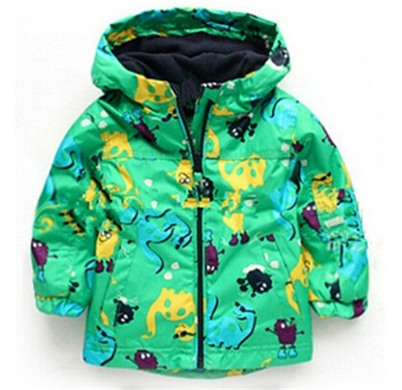 Veste pour enfants Garçons Mignon Dinosaur Windproof Et Veste imperméable Jack à capuche pour enfants
