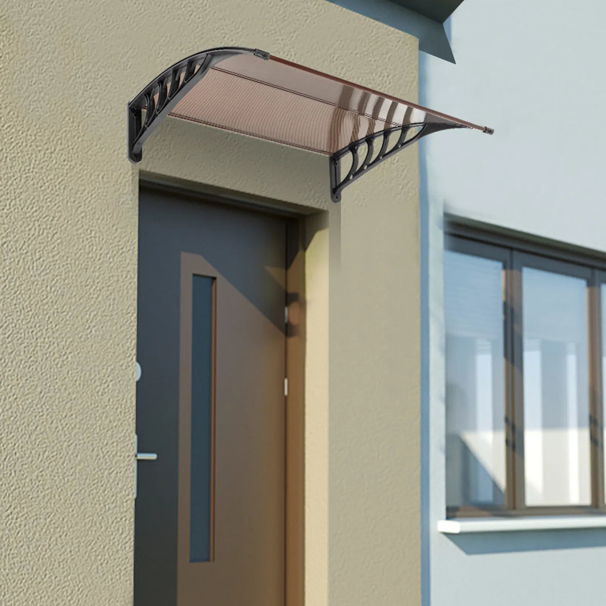 100 x 96cm Maison Application porte et fenêtre couverture de pluie Eaves Brown Board & Black Holder