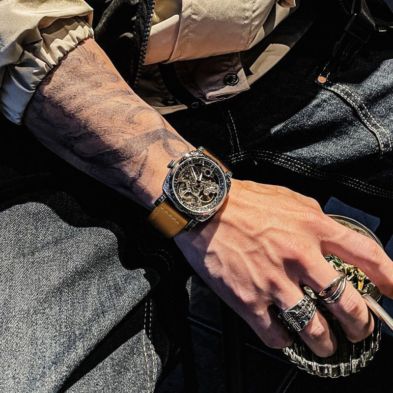 Relief-coupée Montre mécanique entièrement automatique pour hommes