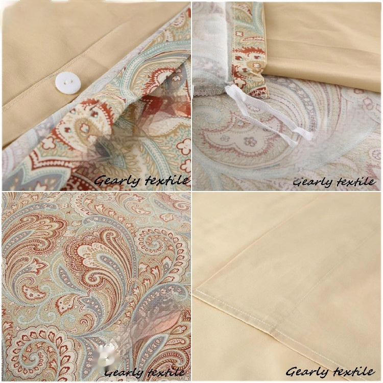 Four-Season Floral 60-Ply Cotton Gauze Maison Couverture de couettes en textile et étui d'oreiller Thre