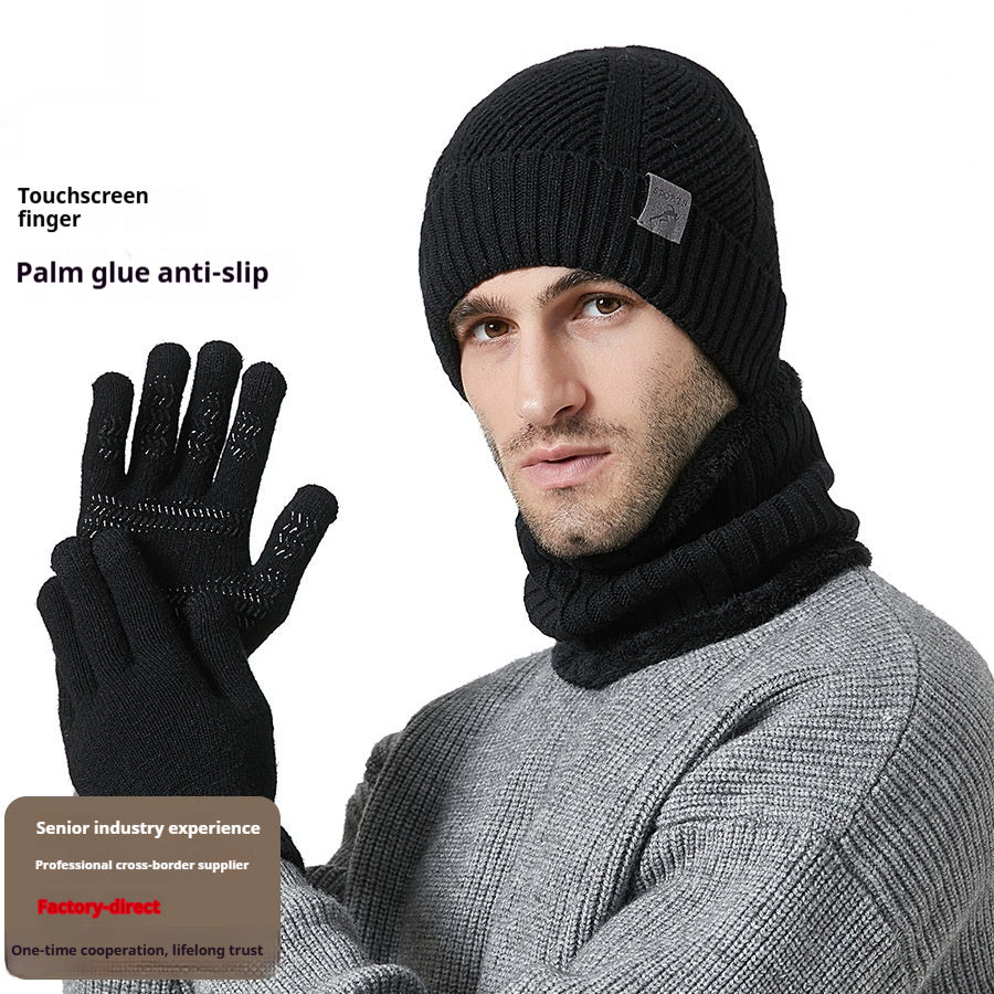 Gants d'écharpe de chapeau homme épais d'hiver Ensemble de trois pièces