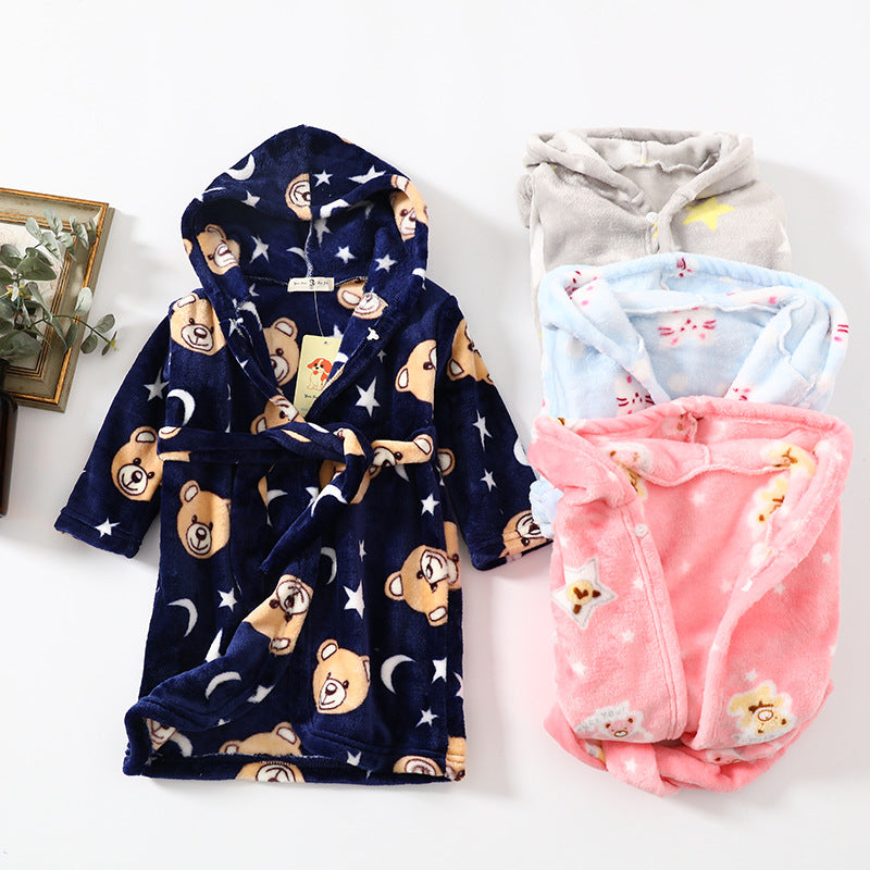Enfants Vêtements Maison Vêtements Flannel Hommes Femmes Hoodie Coral Velvet Robe de nuit