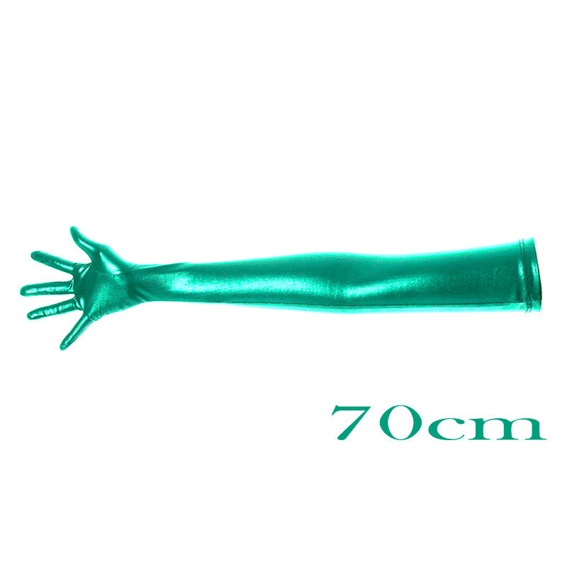 Gants d'estampage et de déguisement de long en or brillant