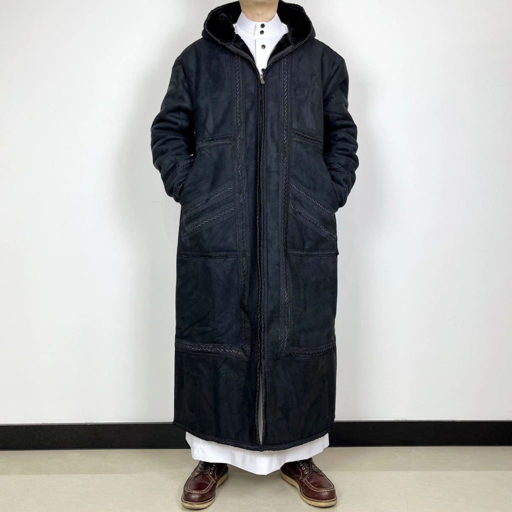 Hommes Suede-comme Robe avec Hood et des poches pour la chaleur en hiver